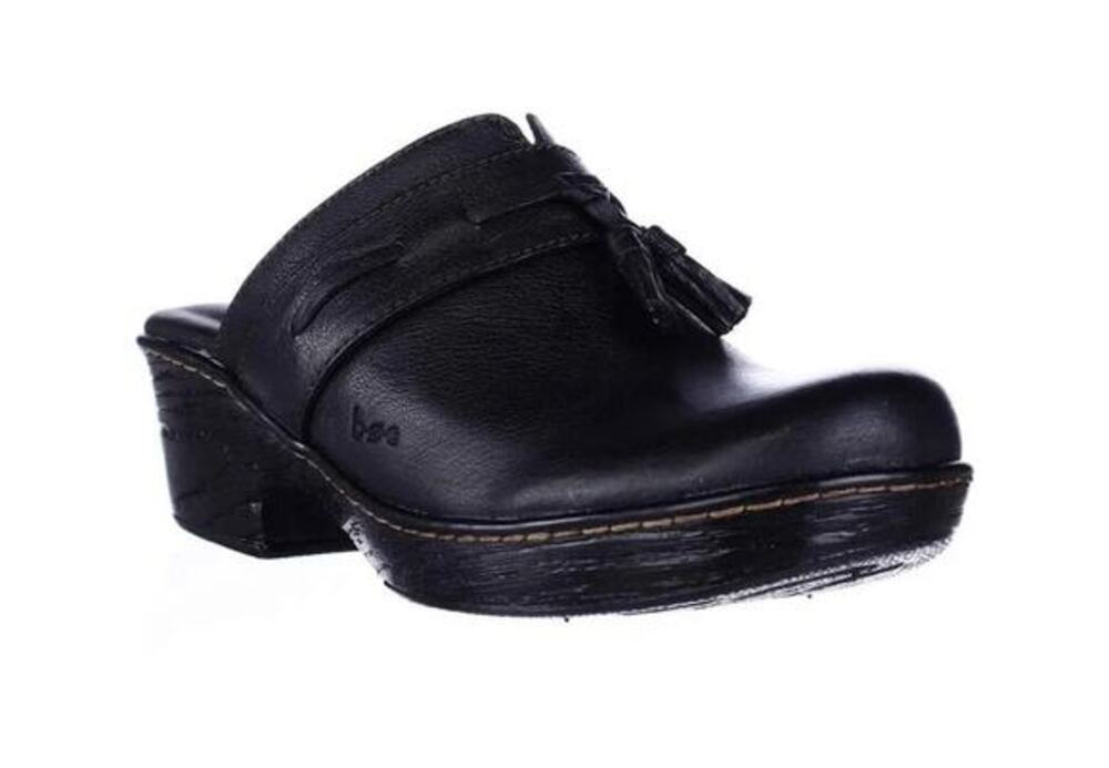 B.O.C. Born on Concepts Elsbury Leather Tassel Mules Chunky Block Heel Black 8M